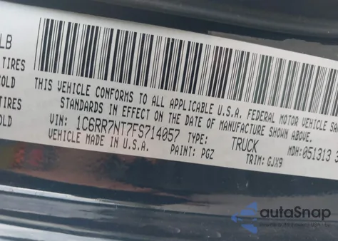 2015 Ram 1500 Laramie из США, поврежденный, VIN 1C6RR7NT7FS714057